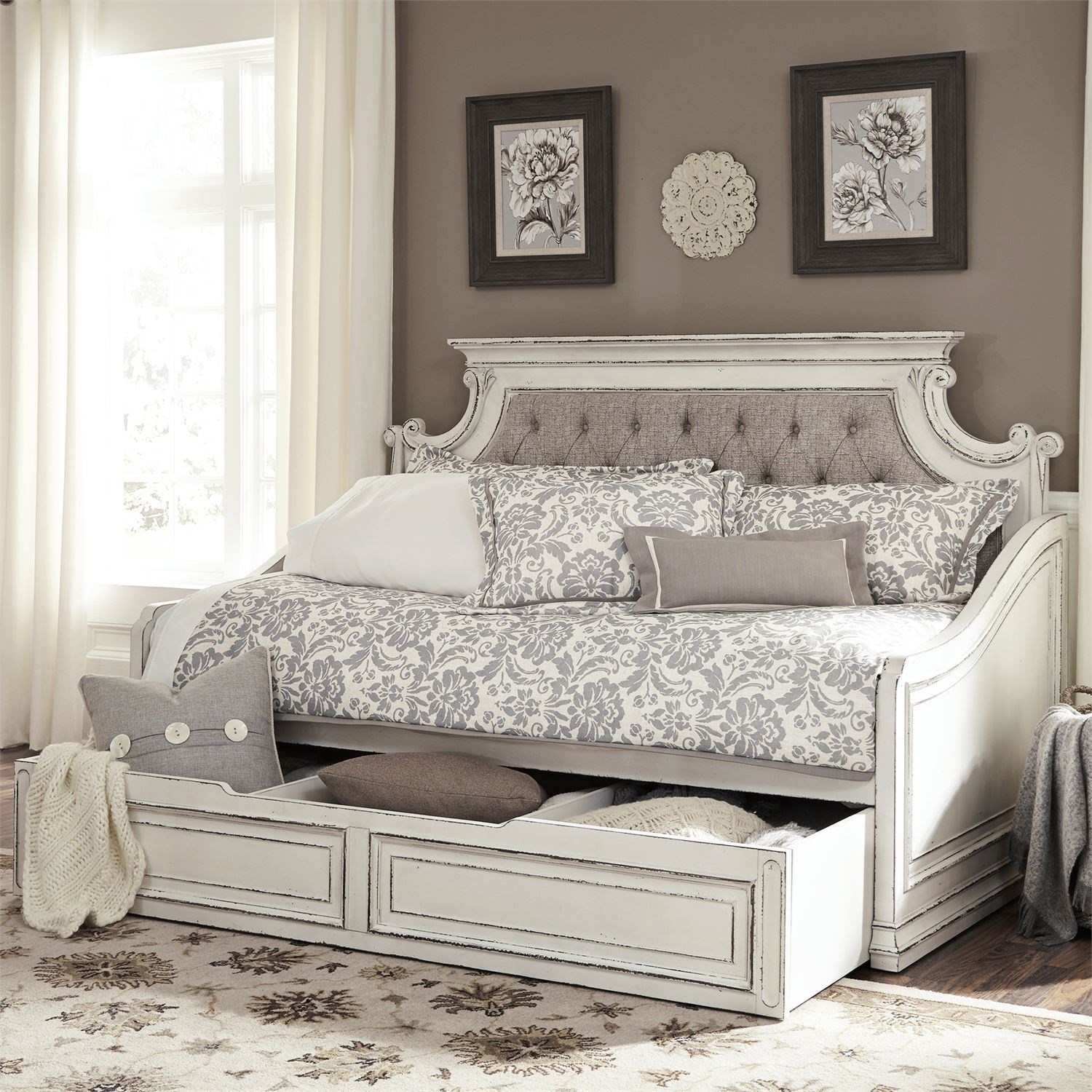 Liberty Furniture Magnolia Manor Twin Trundle Daybed with Tufted